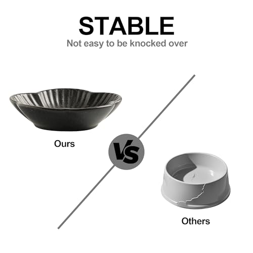 Cat Food Bowls, Ceramic Cat Plates, Dish for Food, Water and Snack, 4.72 Inch, Indoor and Outdoor Use, Kitten Puppy and Small Animals Bowls Set of 3 (Black) - color: black
