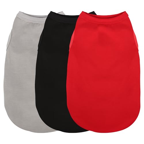 Paiaite 3 Pieces Plain Dog Shirt Sleeveless Puppy Cotton Dog Shirts Breathable Pet Apparel Tank Top Colorful Puppy Sweatshirt Clothes for Small Medium Dogs Red Black and Grey XXS - color: Black Red and Gray, size: XXS-(1~3lb) | Chest(~11.8")