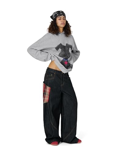 Aelfric Eden Dog Graphic Hoodie Oversized Cute Star Sweatshirt Unisex Y2k Casual Hooded Pullover - color: Grey, size: Medium