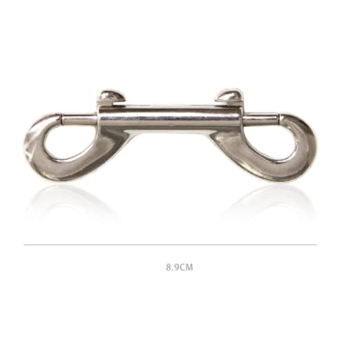 2 Pcs Double Ended Lead for Dogs, Bolt Snap Hooks Zinc Alloy Double End Clip Silver Diving Clip Trigger Snaps for Diving Dog Leash Key Chain Horse Tack Pet Feed Buckets