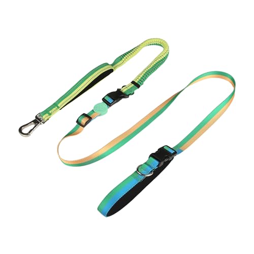 ‌EVERKING 6ft Hands-Free Dog Leash - 6-in-1 Adjustable with 360° Rotating Buckle, Night Reflective & Shock Absorbing for Large/Small Dogs (Up to 120lbs) (Green) - color: Green