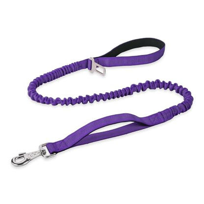 BUMBIN 6Ft Dog Leash - Large Dogs, Bungee Leash with 2 Handles, Heavy Duty, No Pull Shock Absorbing, Purple - color: Purple