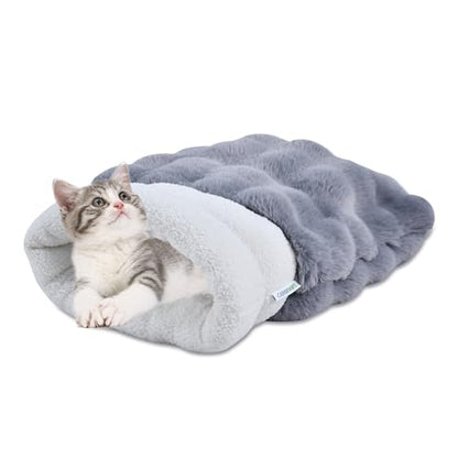 4 in 1 Self Warming Burrow Cat Bed, Pet Hideway Sleeping Cuddle Cave (Style2- Gray) - color: Style- Gray