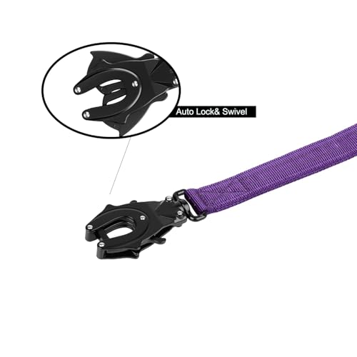 ICEFANG Relfective Dog Leash for Medium Large Dogs,K9 Training Walking Lead with Double Handle,Heavy Duty Auto-Lock Metal Clasp (6ft, Purple) - color: Purple, size: 6 ft (No bungee)