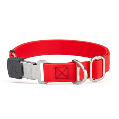 Biothane Waterproof Durable Dog Collar with Herm Sprenger - Quick Release ClicLock Buckle - Fits Medium and Large Dogs - Made in USA (Cherry Red, W 1" x L 15"-25") - color: Cherry Red, size: W 1" x L 15"-25"