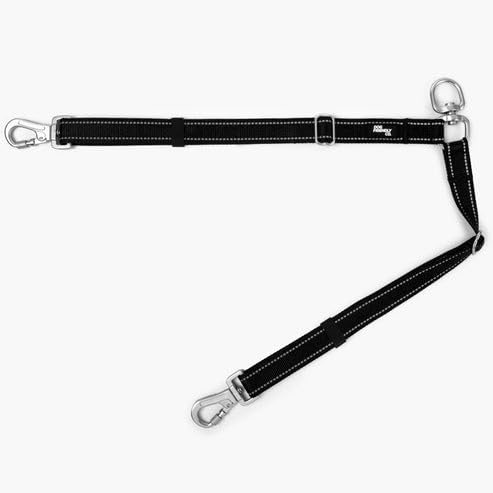 Dog Friendly Co. Leash Splitter | Walk Two Dogs | Complete Control - 360° Swivel, Tangle Free, Adjustable Length, Reflective Webbing, Heavy Duty Clips (Black) - color: Black
