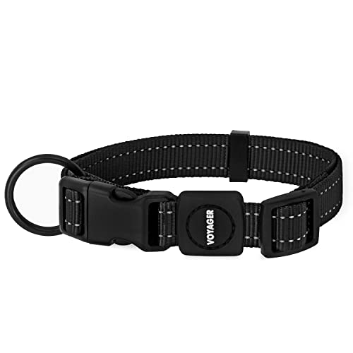Best Pet Supplies Voyager Reflective Dog Leash or Collar with Neoprene Handle, for Small, Medium, and Large Breed Puppies, Cute and Heavy Duty for Walking, Running and Training - Black, L - color: Collar (Black), size: L (16" - 25")