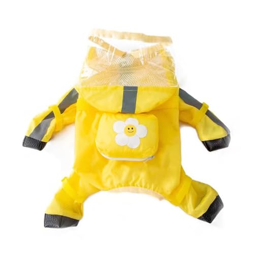 Dog Raincoat with Boots,Waterproof Dog Raincoats with Hood for Small Medium Large Dogs,Raincoat with Reflective Strap, Lightweight Rain Jacket with Leash Hole (Yellow Flower, X-Small) - color: Yellow Flower, size: XS (1-3lb)