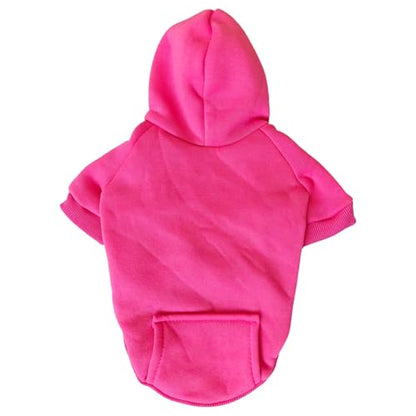 Jecikelon Winter Dog Hoodie Sweatshirts with Pockets Warm Dog Clothes for Small Dogs Chihuahua Coat Clothing Puppy Cat Custume (Rose red, XX-Small) - color: Rose red, size: XX-Small