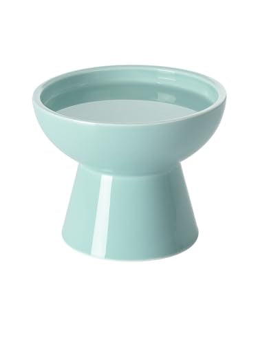 LoeJan Elevated Cat Food and Water Bowls Set, Extra Wide and Raised Ceramic Feeder, Anti-Vomit Whisker-Free Pressure Feeding Bowl for Kittens Adult Small Dogs (Blue) - color: Blue, size: Single (Water Bowl)