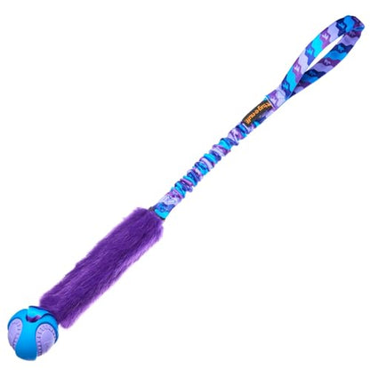 Tug-E-Nuff Fauxtastic PowerBall Bungee, Durable, Faux-Fur Fetch & Tug of War Dog Toy with Rubber Ball, Interactive Dog Tug Toys for Training Small, Medium, Large Dogs, 25 in, Purple Pattern - color: Purple
