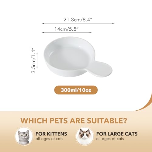 Havniva Ceramic Cat Bowl Whisker Friendly 5.5” Cat Dishes Shallow Cat Food Bowl Anti-Slip Pet Water Bowls for Indoor Cats, Wide Cat Food Dish Prevent Whisker Fatigue (3 Pack) - color: White - C