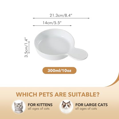 Havniva Ceramic Cat Bowl Whisker Friendly 5.5” Cat Dishes Shallow Cat Food Bowl Anti-Slip Pet Water Bowls for Indoor Cats, Wide Cat Food Dish Prevent Whisker Fatigue (3 Pack) - color: White - C