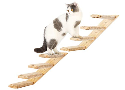 Cat Wall Climbing Shelf, 2 pcs Cat Wall Climber, 4 Step Climbing Stairs, Wall-Mounted Ladder with Sisal Scratching Rope, Perfect Wall Furniture for Perching (CatStairs2P4Steps) - color: 2 Pack 4 Steps