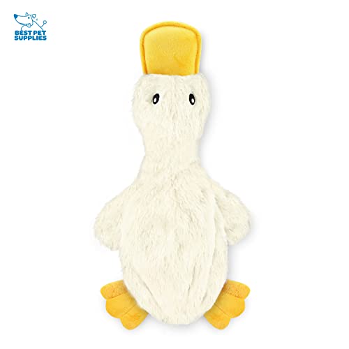 Best Pet Supplies Interactive Squeaky Dog Chew Toy, Ideal Dog Toys for Chewers, Small, Medium & Large Dogs, and Fetch Lovers - Crinkle Duck (White), Large - color: Crinkle Duck (White), size: Large
