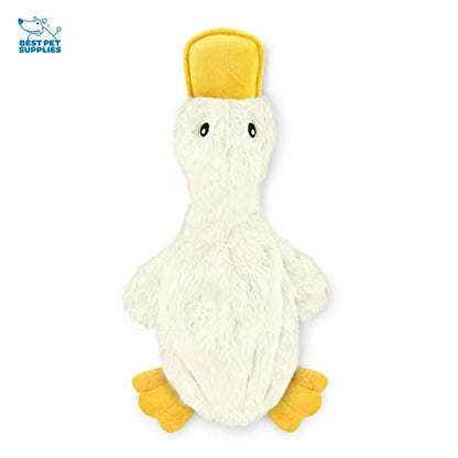 Best Pet Supplies Interactive Squeaky Dog Chew Toy, Ideal Dog Toys for Chewers, Small, Medium & Large Dogs, and Fetch Lovers - Crinkle Duck (White), Large - color: Crinkle Duck (White), size: Large