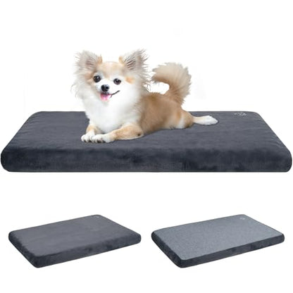 EMPSIGN Stylish Dog Bed Mat Dog Crate Pad Mattress Reversible (Cool & Warm), Water Proof Linings, Removable Machine Washable Cover, Firm Support Pet Crate Bed for Small to XX-Large Dogs, Grey - size: S(23"*16"*3")