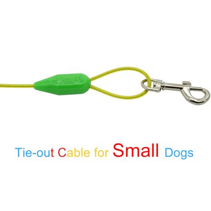 Petest 15ft Tie-Out Cable with Crimp Cover for Small Dogs Up to 35 Pounds - color: Green & Yellow, size: 35lbs15ft