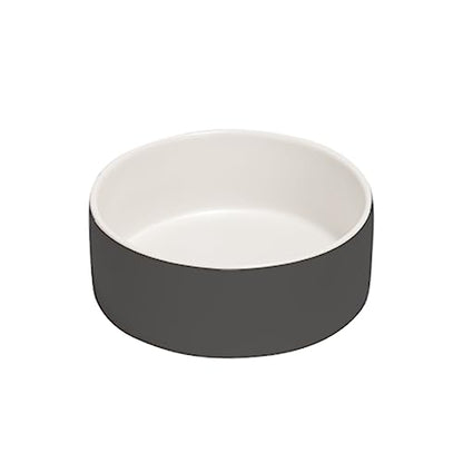 SPUNKYJUNKY 13.5OZ Ceramic Dog and Cat Bowl, Modern Cute Weighted Food Water Bowl for Replacement White-Grey (2 Pack) - color: White-grey, size: 1.7 CUPS × 2
