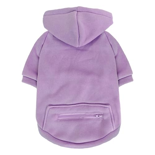 Jecikelon Pet Dog Cold Weather Coat with Pocket Winter Dog Hoodie Warm Puppy Clothes for Small Dogs Chihuahua Clothing (Purple, Small) - color: Purple, size: Small