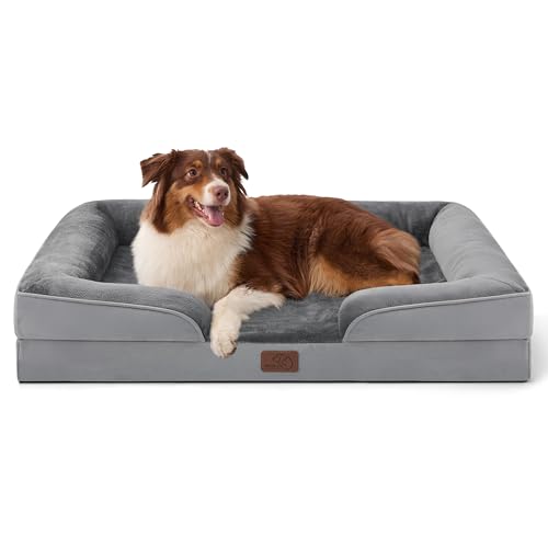 Bedsure Orthopedic Dog Beds Large Sized Dog - Washable Large Dog Cat Bed Waterproof, Comfort Dogs Couch Sofa with Washable Removable Cover, Pet Bed with Nonskid Bottom, Grey, 35" - color: Grey, size: 35"l X 25"w X 6.5"th