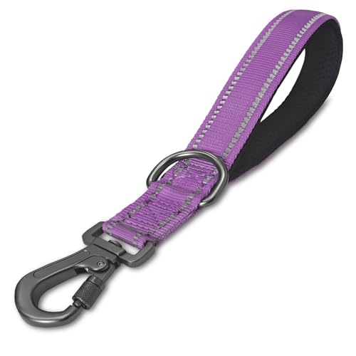12 Inch Short Training Dog Leash with Padded Handle for Large Dogs, Lead with Locking Carabiner Clip, Strong Training Leash (Purple,12 Inch) - color: Purple