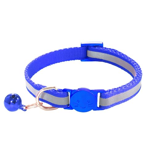 2 Pack Breakaway Cat Collars with Bells, Reflective Design and Claw Print Design, Safety Buckle Kitten Collars Adjustable from 7.5 to 12.5 Inches (Navy Blue) - color: Navy Blue