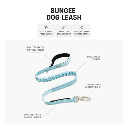 Dog Friendly Co. Bungee Dog Leash | Strain Free & Shock Resistant for Control | Neoprene Padded Handle, Heavy-Duty Carabiner Clip, and D-Ring | Pink Camo, Size Small - color: Pink Camo, size: Small