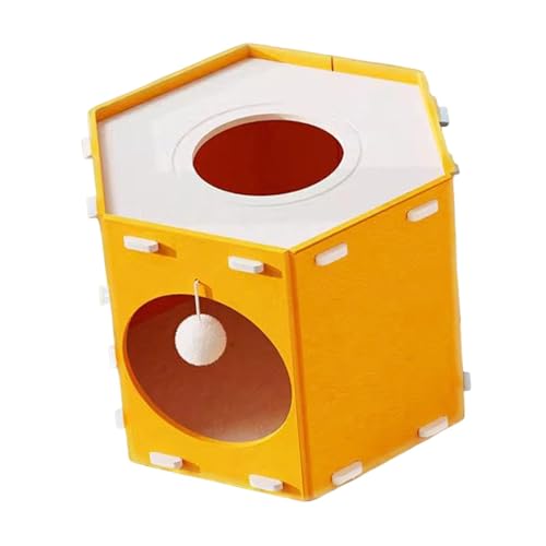 Cat House Felt Scratcher Tunnel Bed Cave Enclosed Rest Hideaway Furniture Made of Soft Breathable Felt Suitable for Indoor Cats Sleeping Home Decorati, Orange - color: Orange