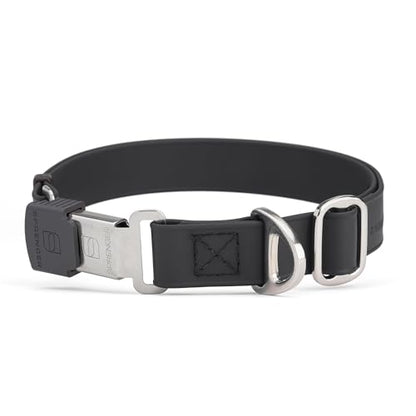 Biothane Waterproof Durable Dog Collar with Herm Sprenger - Quick Release ClicLock Buckle - Fits Medium and Large Dogs - Made in USA (Black, W 1" x L 15"-25") - color: Black, size: W 1" x L 15"-25"