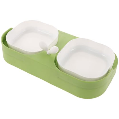 HEMOTON Cat and Dog Feeding Bowl Set Nonslip Plastic Pet Food and Water Bowls for Cats and Puppies Spill-Resistant Feeder for Home Use
