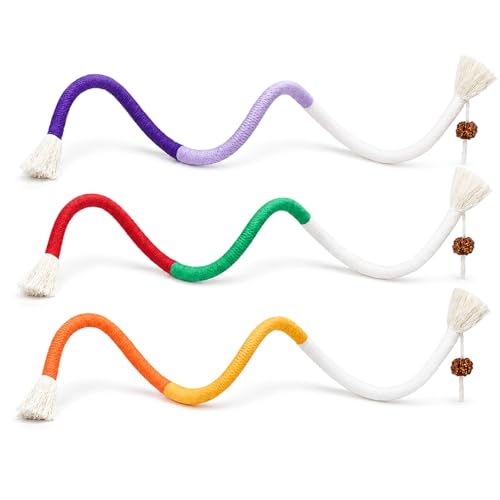 3 PCS Cat Chew Toys Rope Set, 27.56" Natural Sisal & Cotton Rope Cat Toys with Catnip, Pet-Friendly Teething & Oral Care Toys for Indoor Cats and Kittens