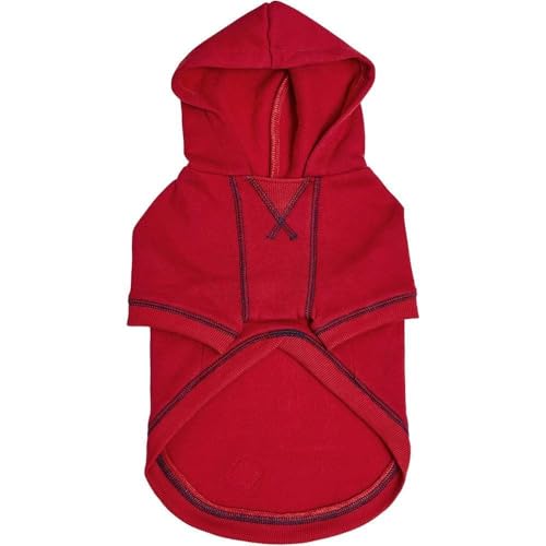 Blueberry Pet Essentials Dog Hoodie – 16 inch, Cotton‑Blend Sweatshirt with Hood, Red, Machine‑Washable Small‑Dog Jersey - color: Dog Hoodie - Red, size: 16 inch (Pack of 1)
