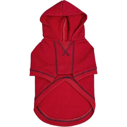 Blueberry Pet Essentials Dog Hoodie – 16 inch, Cotton‑Blend Sweatshirt with Hood, Red, Machine‑Washable Small‑Dog Jersey - color: Dog Hoodie - Red, size: 16 inch (Pack of 1)