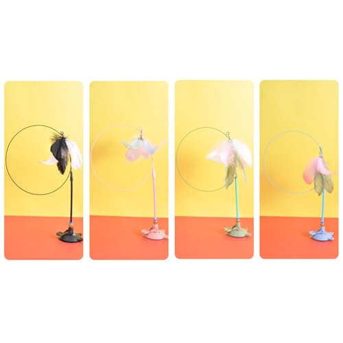 Pet Toy Kitten Teaser Wand Suction Cup Base Interactive Kitten Teaser Exercise and Entertainment for Active Felines Toy - color: Pink