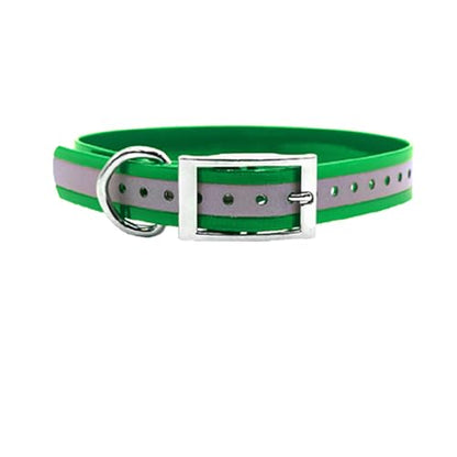 Outdoor Dog Supply Personalized 1" Reflective Dark Green Extra Long D-Ring Dog Collar with Custom 3/4" Brass Nameplate | Waterproof, Odor-Resistant, Adjustable for Large and Giant Breed Dogs - color: Dark Green