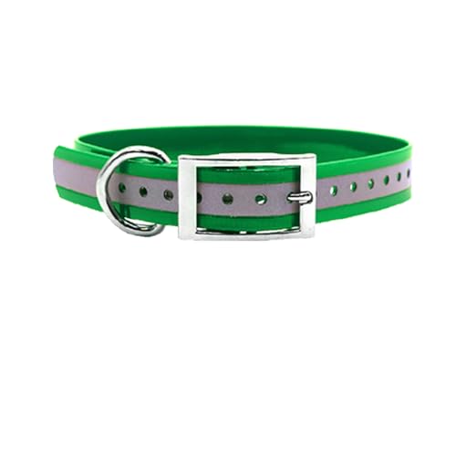 Outdoor Dog Supply Personalized 1" Reflective Dark Green Extra Long D-Ring Dog Collar with Custom 3/4" Brass Nameplate | Waterproof, Odor-Resistant, Adjustable for Large and Giant Breed Dogs - color: Dark Green