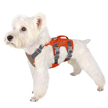 Escape Proof Dog Harness, Lightweight Full Body Pet Vest with Lift Handle and Leash Clip, Reflective Adjustable Small Dog Harness for Daily Walking(Vermilion,Chest:14-22") - color: Vermilion, size: XS: Chest 14-22", Fit 8-12 lbs