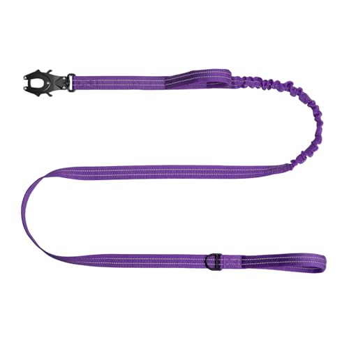 ICEFANG Tactical Dog Leash,K9 Training Walking Bungee Lead with 2 Control Handle,Heavy Duty Quick Release Metal Clasp,for Medium Large Breed (Reflective Purple, 6 FT) - color: Reflective Purple, size: 6 FT