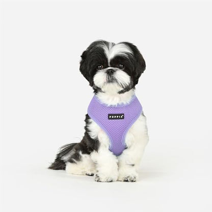 Puppia Soft Dog Harness No Choke Over-The-Head Triple Layered Breathable Mesh Adjustable Chest Belt and Quick-Release Buckle, Violet, Large - color: Violet, size: Large