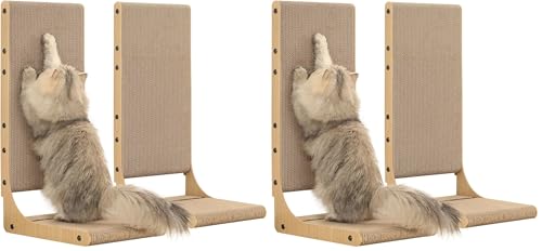 Zakkart 4-Pack Cat Scratching Board, 25.6'' Tall Cardboard L Shape Vertical Cat Scratchers for Indoor Cats, Cat Scratching Post for Wall and Couch, Large - size: Large 2PC (25.6'' tall) (Pack of 2)