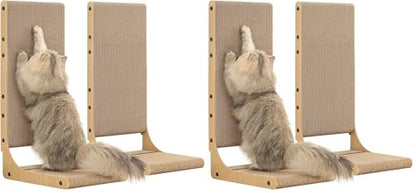 Zakkart 4-Pack Cat Scratching Board, 25.6'' Tall Cardboard L Shape Vertical Cat Scratchers for Indoor Cats, Cat Scratching Post for Wall and Couch, Large - size: Large 2PC (25.6'' tall) (Pack of 2)