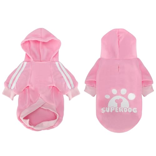 Dog Hoodie with Leash Hole, Pet Clothes Puppy Sweatshirt Dog Pullover Stylish Cat Apparel for Small Medium Dogs and Cats (Pink, Medium) - color: Pink, size: Medium