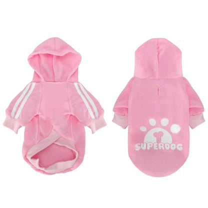 Dog Hoodie with Leash Hole, Pet Clothes Puppy Sweatshirt Dog Pullover Stylish Cat Apparel for Small Medium Dogs and Cats (Pink, Medium) - color: Pink, size: Medium