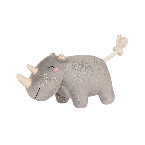 Fringe Studio Plush Dog Toy with Rope, Rhino You Want ME?, Pet Shop Collection (314594) - color: Rhino You Want Me?