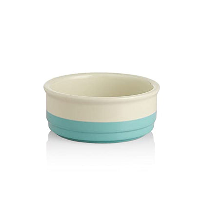 Sweejar Ceramic Dog Bowls, Dog Food Dish for Small Dogs and Cat, Heavy Duty Porcelain Pet Bowl for Canned Food and Water 17 Fl Oz （Turquoise） - color: Turquoise, style: Two-tone,5.5"x 2.2"(16 Fl Oz)