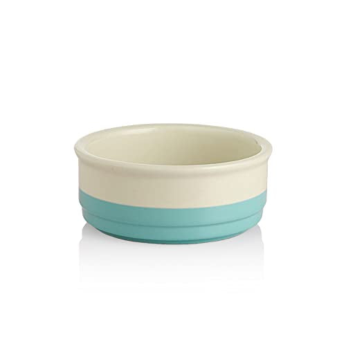 Sweejar Ceramic Dog Bowls, Dog Food Dish for Small Dogs and Cat, Heavy Duty Porcelain Pet Bowl for Canned Food and Water 17 Fl Oz （Turquoise） - color: Turquoise, style: Two-tone,5.5"x 2.2"(16 Fl Oz)