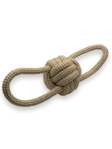 Natural Hemp Dog Rope Toy, Durable Chew and Tug Toy for Medium and Large Dogs, Biodegradable Dental Cleaning Pet Toy (Double Loop Ball) - size: Double Loop Ball