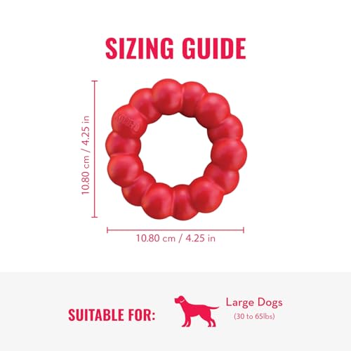 KONG Ring & Goodie Ribbon - Durable Rubber Treat-Dispensing Chew Toy for Dental Health - for Large Dogs - size: Large