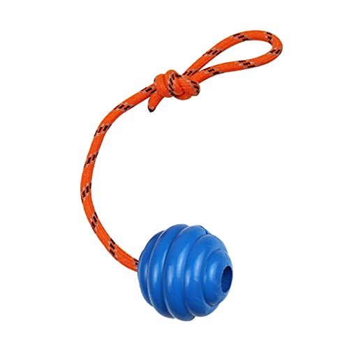 K9 Training Ball with Rope - Indestructible Dog Toy for Training, Pull, Throw, Tug and Fetch - Belgian Malinois Gifts (Blue) - color: Blue